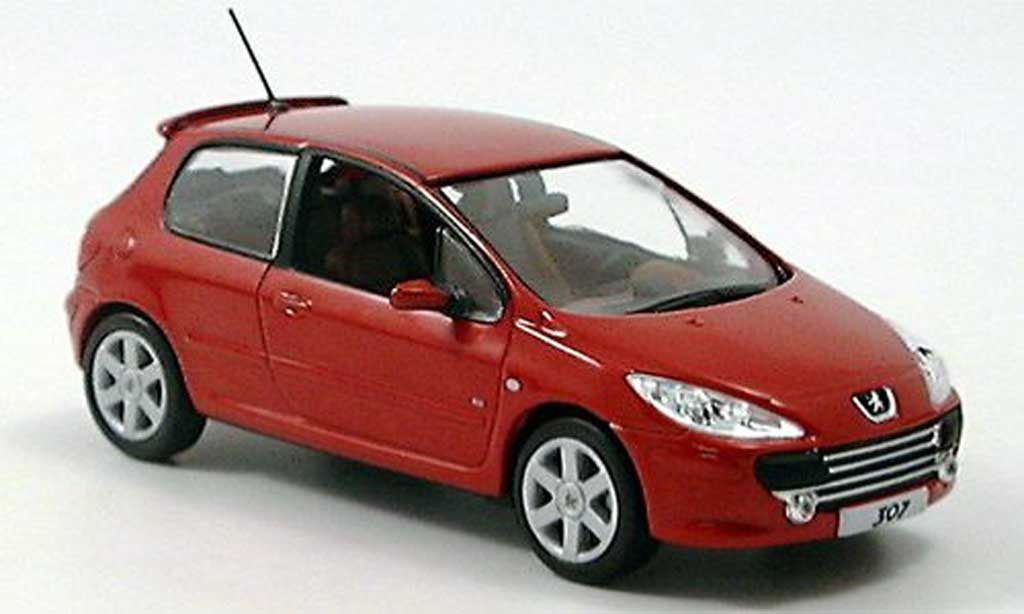 Peugeot 307 1/43 Norev red 3-portes Facelift diecast model cars