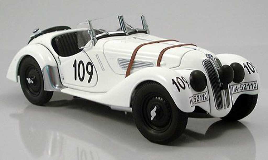 Bmw 328 1938 1/18 Autoart 1938 roadster mille miglia white numero 109 diecast model cars
