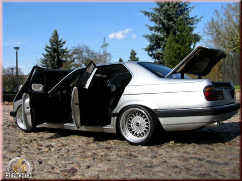 Bmw 730 E32 i grey jantes bbs bords larges echappement inox 1/18 Minichamps