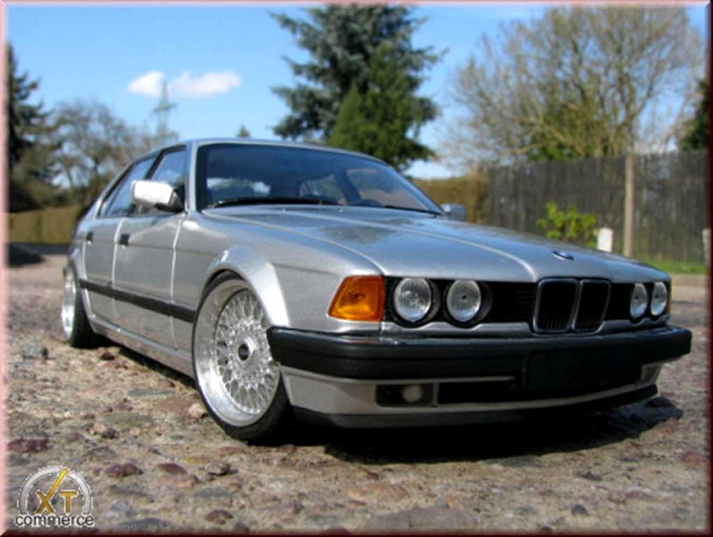 Bmw 730 E32 i grey jantes bbs bords larges echappement inox 1/18 Minichamps