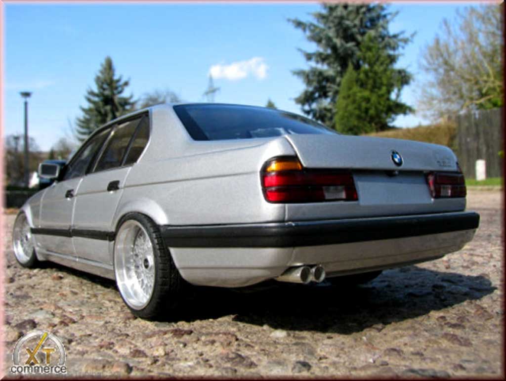 Bmw 730 E32 i grey jantes bbs bords larges echappement inox 1/18 Minichamps