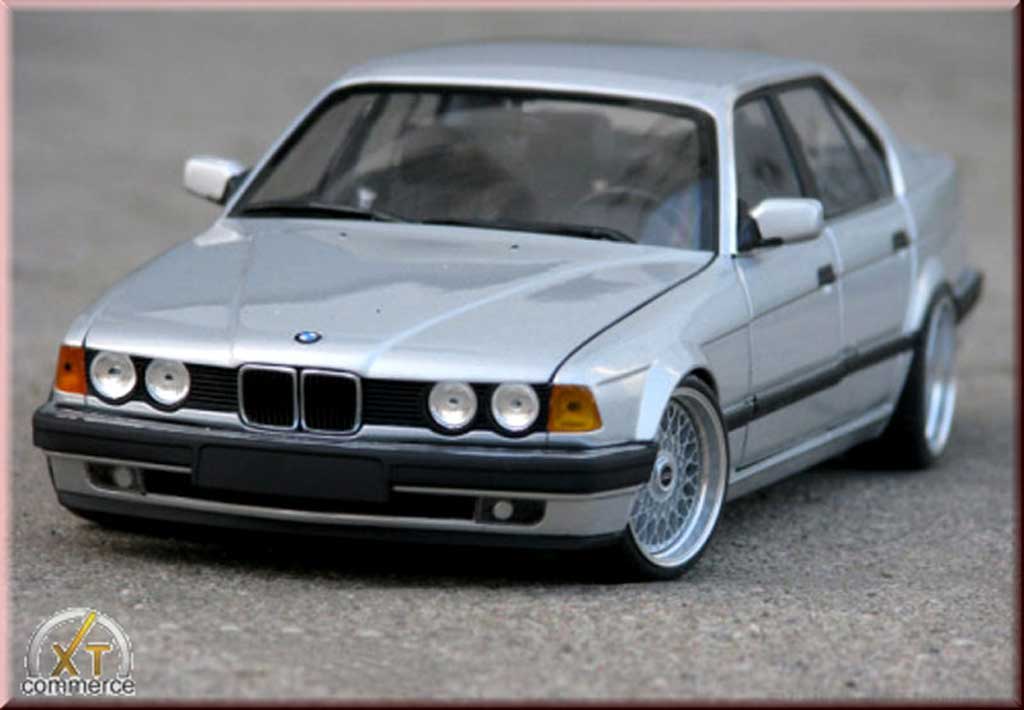 Bmw 730 E32 1/18 Minichamps E32 i grey jantes bbs bords larges echappement inox diecast model cars