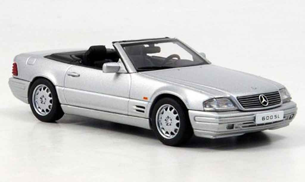 Mercedes 600 SL 1/43 Autoart SL (R129) Convertible grey metallisee diecast model cars
