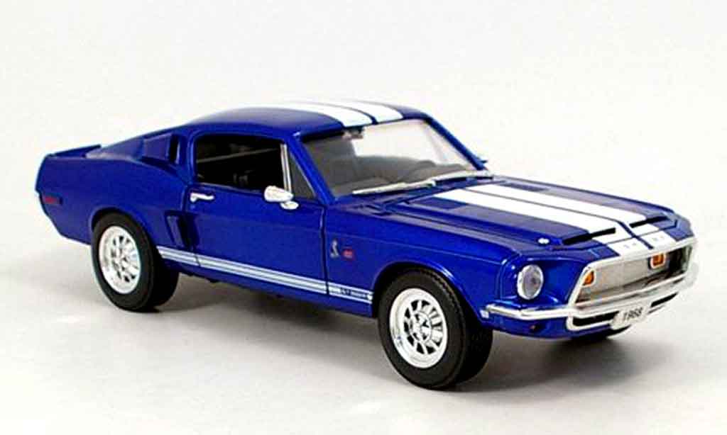 Shelby GT 500 1/18 Yat Ming kr blue avec bandes whites 1968 diecast model cars
