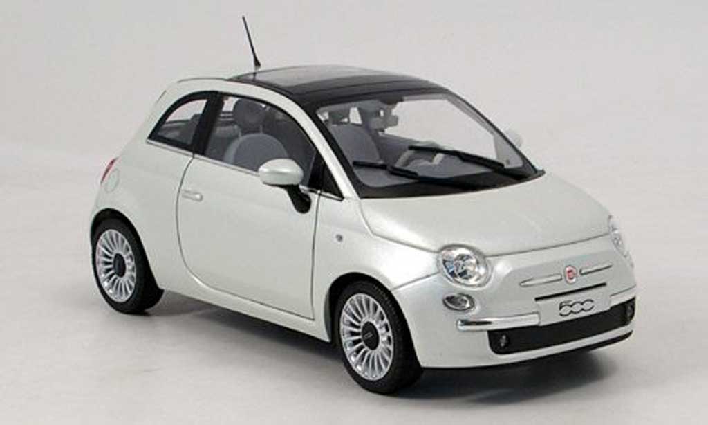 Fiat 500 1/18 Norev white 2007 diecast model cars