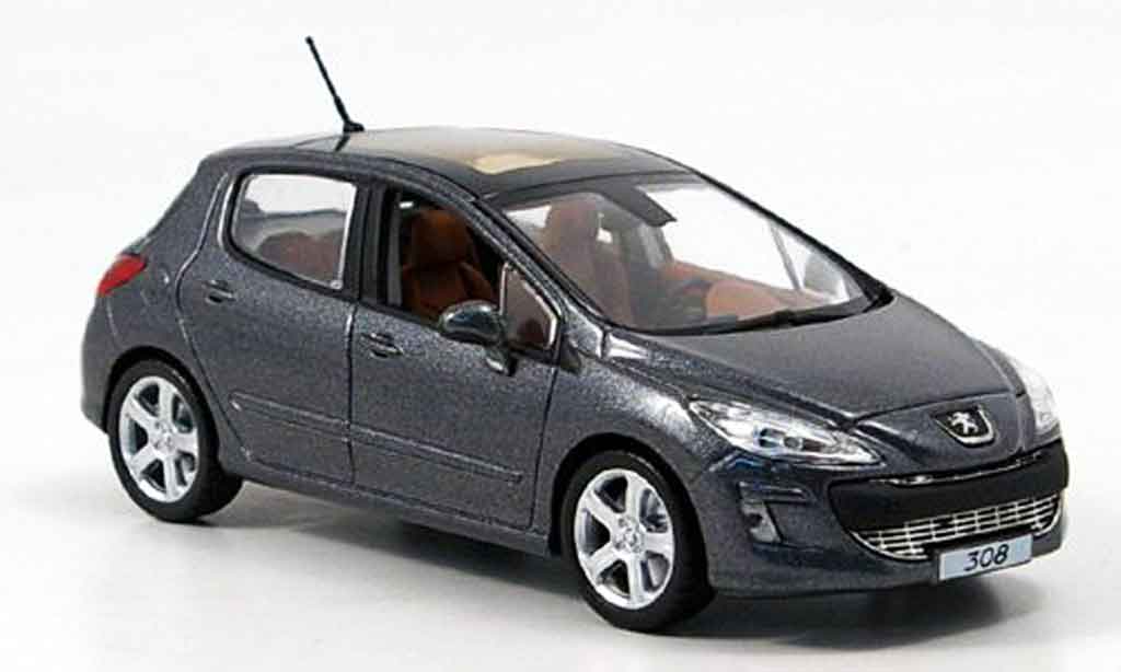 Peugeot 308 1/43 Norev feline 5 portes grey 2007 diecast model cars