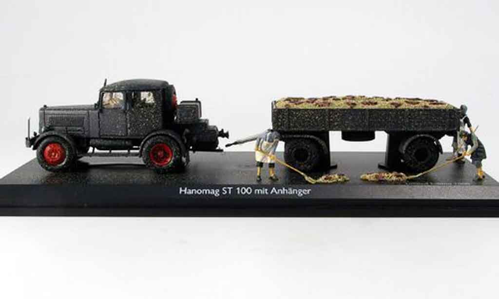 Hanomag ST 100 1/43 Schuco avec 2 Achs Anhanger und Figuren diecast model cars