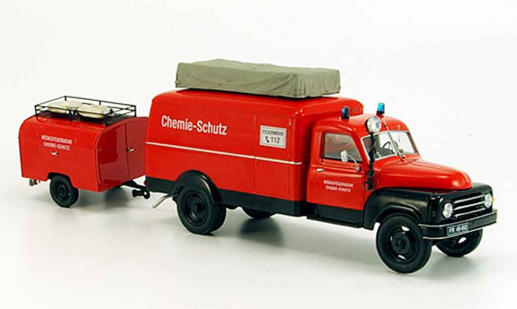 Hanomag L28 1/43 Schuco Van avec TSA Anhanger pompier diecast model cars