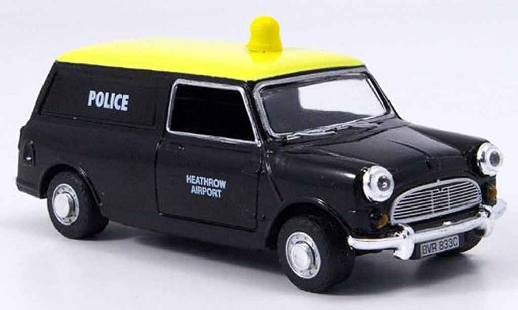 Austin Mini Van 1/43 Oxford black yellow police Heathrow Police diecast model cars