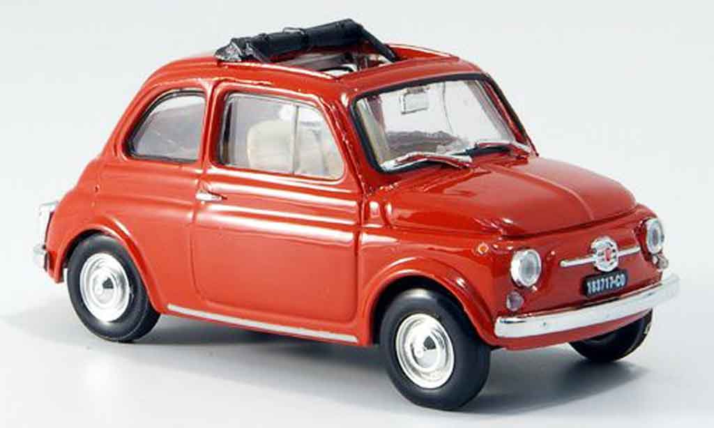 Fiat 500 1/43 Brumm Fkorallenred geoffnetes Faltdach 1965 diecast model cars