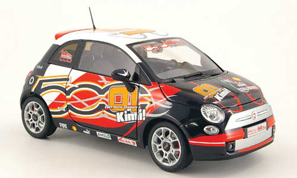 Fiat 500 1/18 Norev black/white kimi raikkonen wroom version 2008 diecast model cars