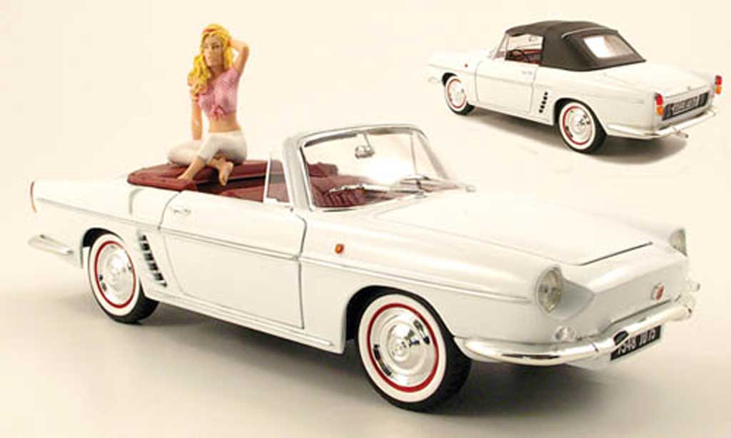 Renault Floride 1/18 Norev white 1958 avec figurine de b.bardot et capote de toit amovible diecast model cars