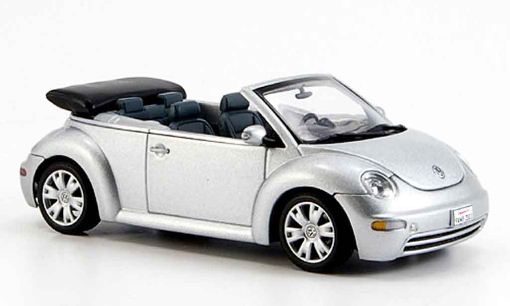 Volkswagen New Beetle 1/43 Autoart cabriolet grey metallisee geoffnetes verdeck diecast model cars