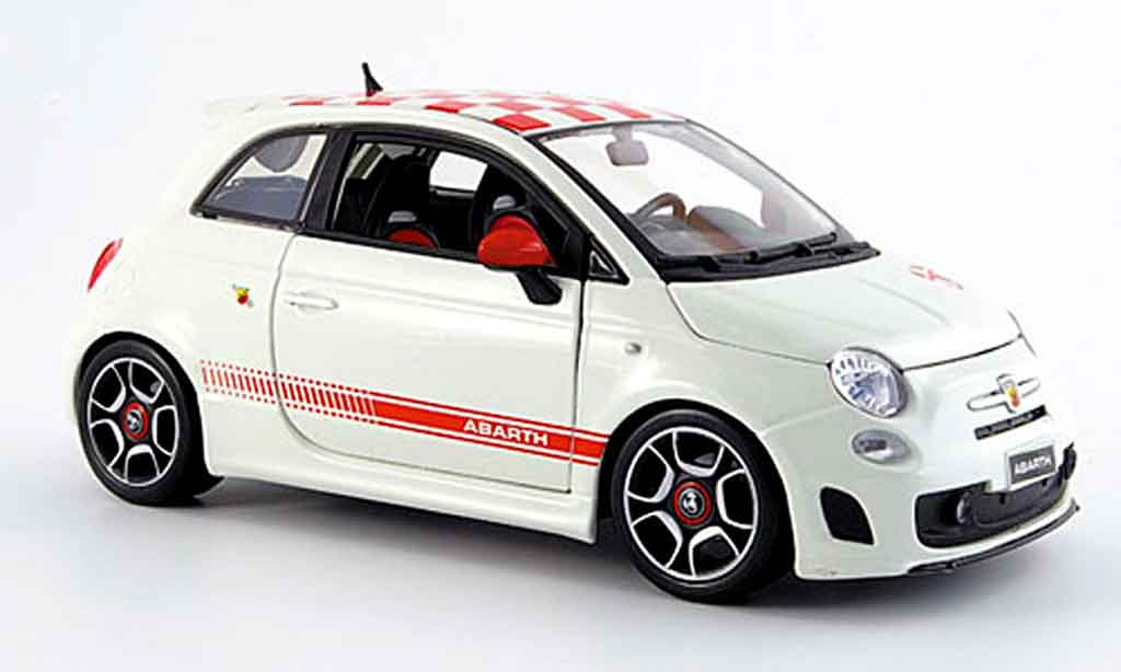 Fiat 500 Abarth 1/18 Burago Abarth red-white 2007 diecast model cars