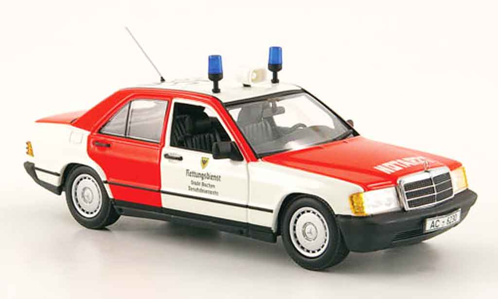 Mercedes 190 D 1/43 Minichamps D (W201) Notarzt pompier Aachen 1984 diecast model cars