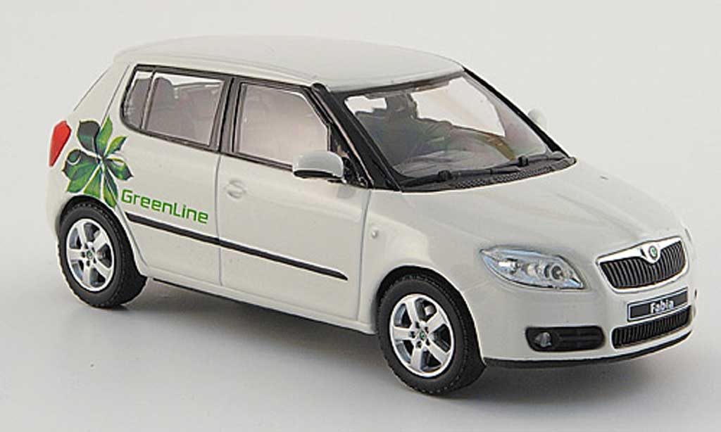 Skoda Fabia II 1/43 Abrex II white Green Line 4-portes diecast model cars