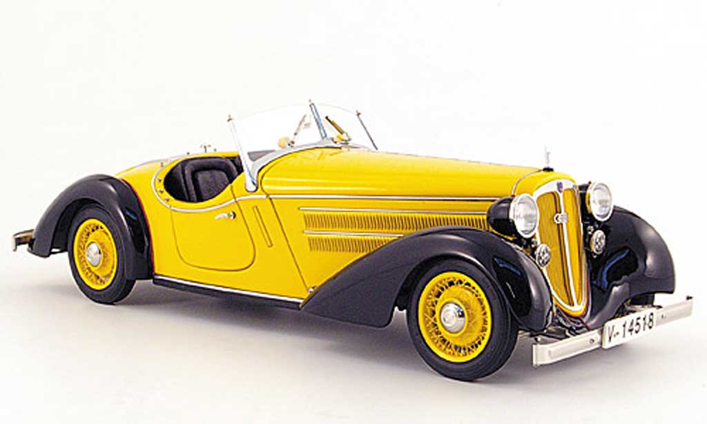 Audi 225 1/18 CMC front roadster black/yellow 1935 diecast model cars