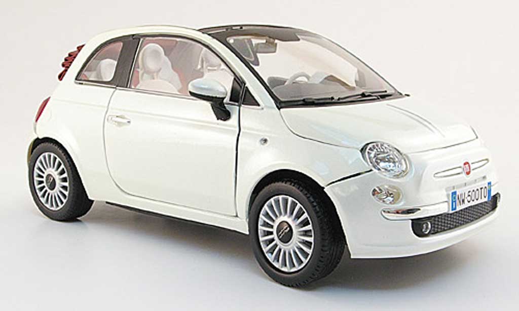 Fiat 500 C 1/18 Mondo Motors C cabriolet white 2009 diecast model cars