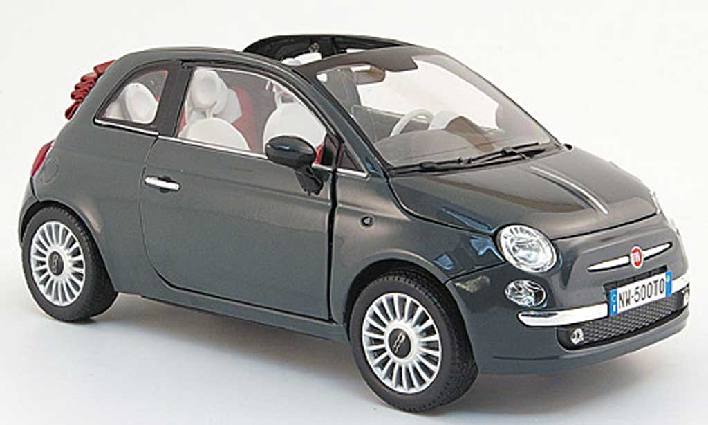 Fiat 500 C 1/18 Mondo Motors C cabriolet grey 2009 diecast model cars