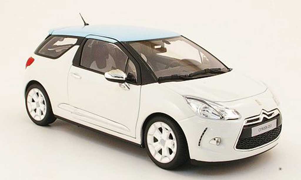 DS Automobiles DS3 1/18 Norev white/blue 2010 diecast model cars