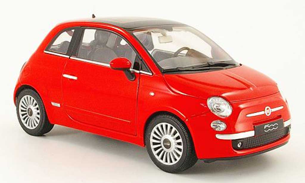 Fiat 500 1/18 Welly red 2007 diecast model cars