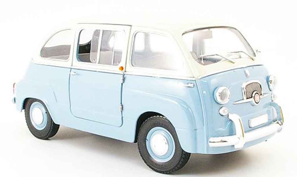 Fiat 600 1/18 Mini Miniera multipla bicolore blue/grey diecast model cars