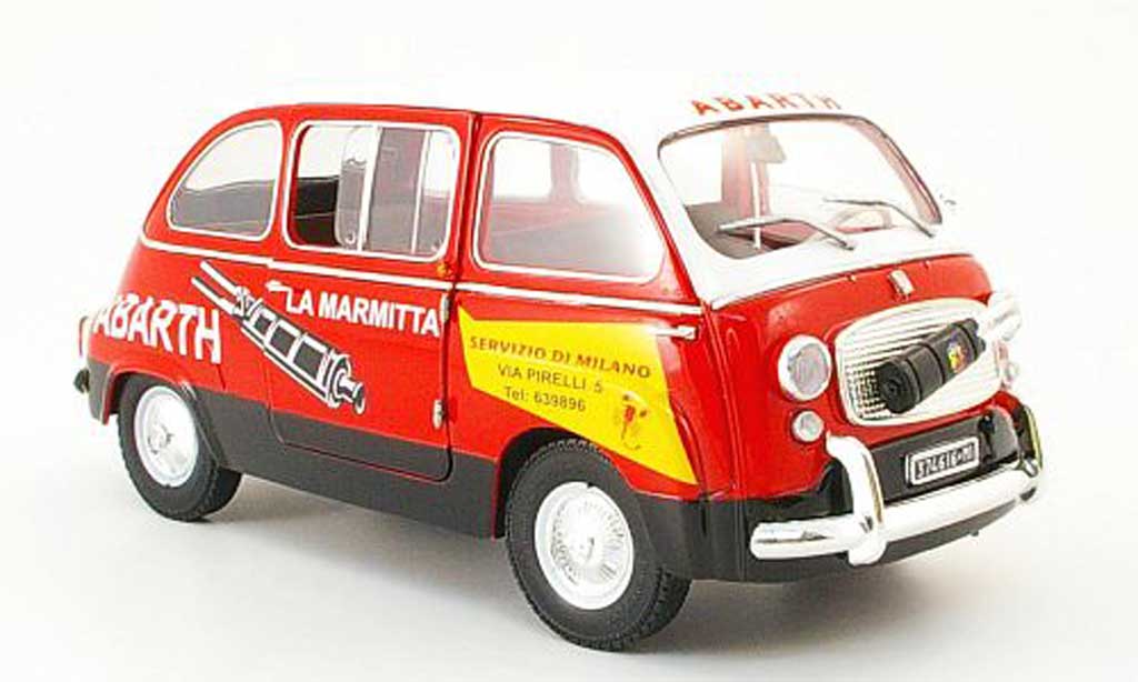 Fiat 600 1/18 Mini Miniera multipla abarth service red/white diecast model cars