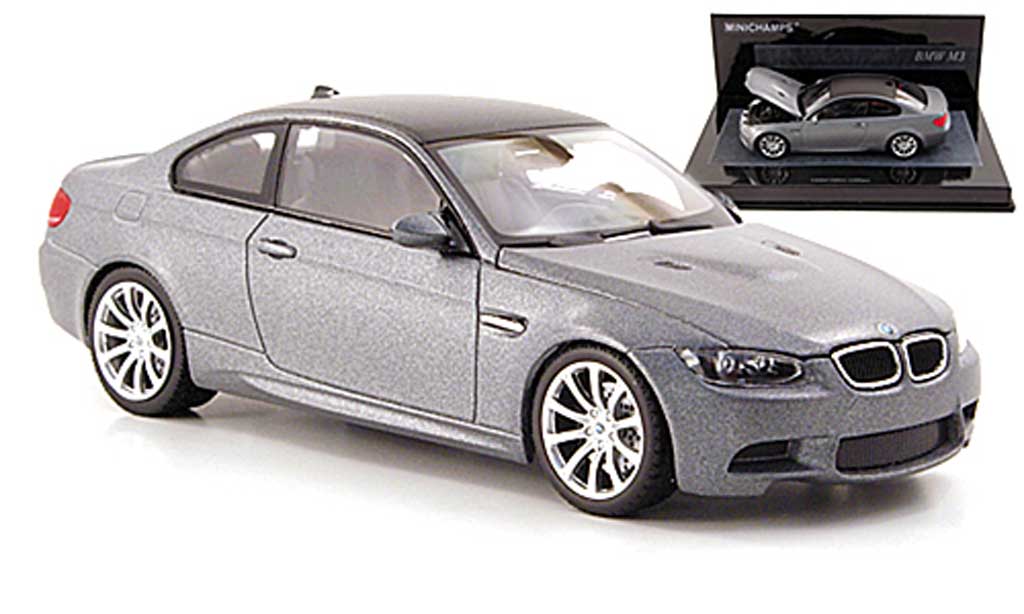 Bmw M3 E92 1/43 Minichamps E92 mattgrey/carbonoptik 2009 diecast model cars