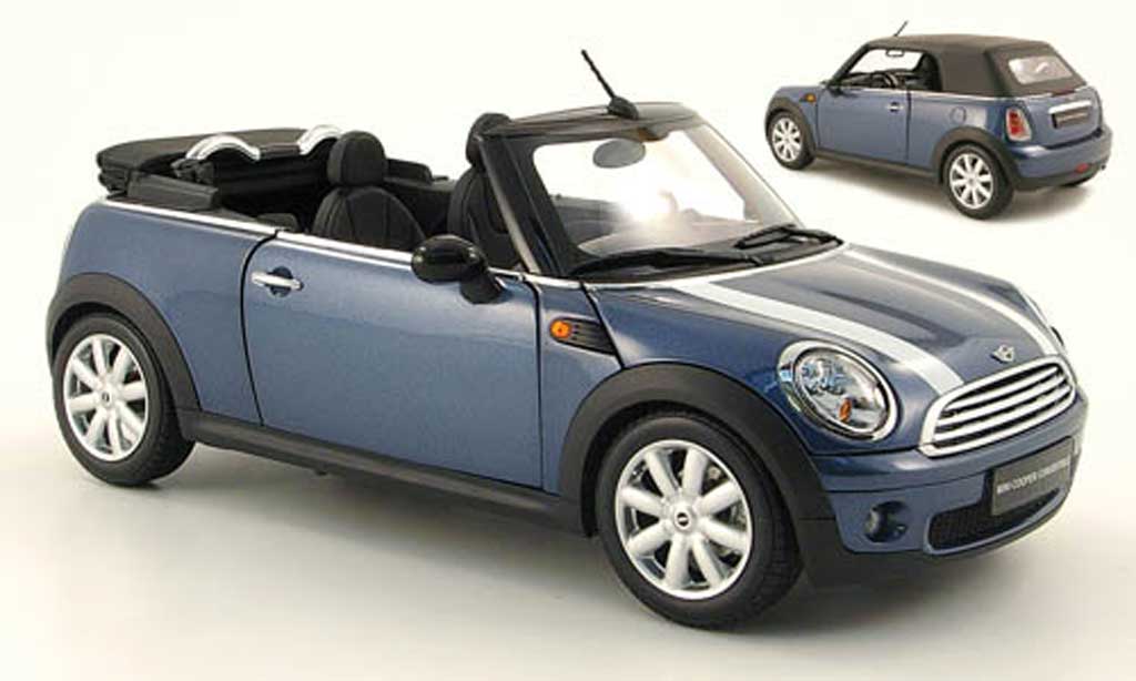 Mini Cabriolet 1/18 Kyosho blue bandes whites 2009 diecast model cars