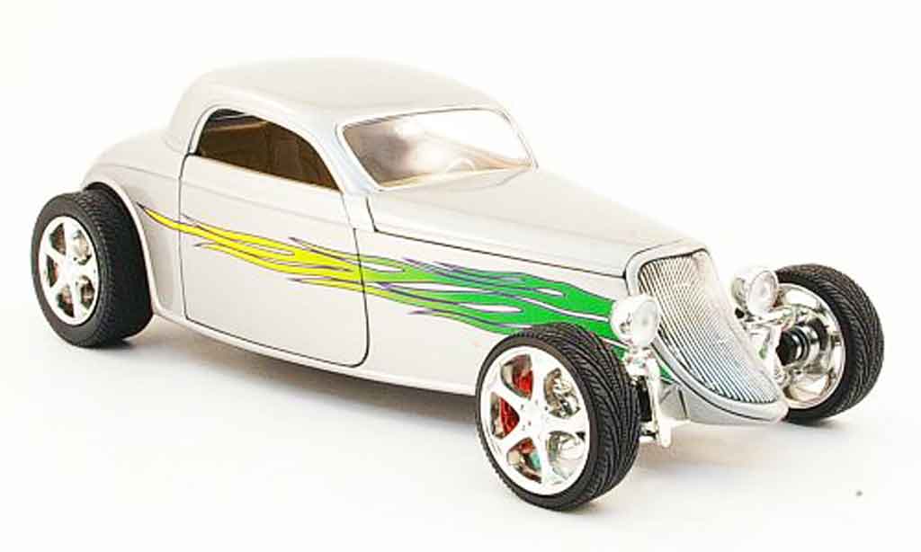 Ford Hot Rod 1/18 Yat Ming coupe grey avec flammendekor 1933 diecast model cars