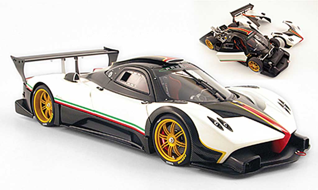 Pagani Zonda R 1/18 Autoart R white carbone avec bandes italie 2007 diecast model cars