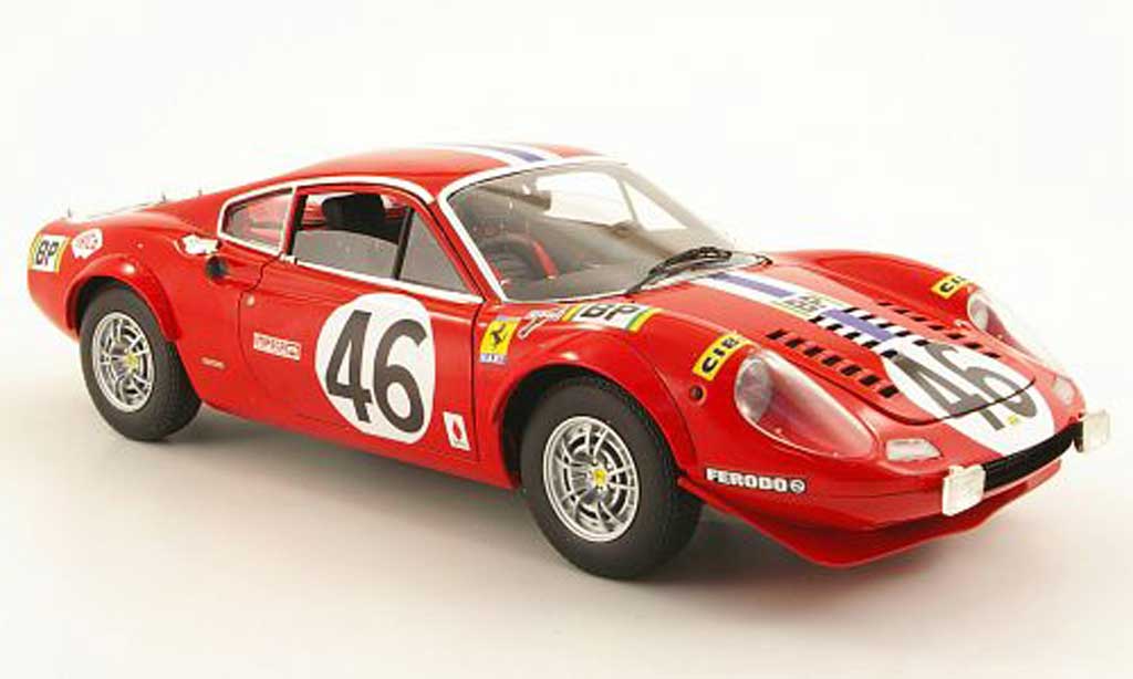 Ferrari 246 1/18 Hot Wheels dino gt no.46 nart 24h le mans 1972 diecast model cars