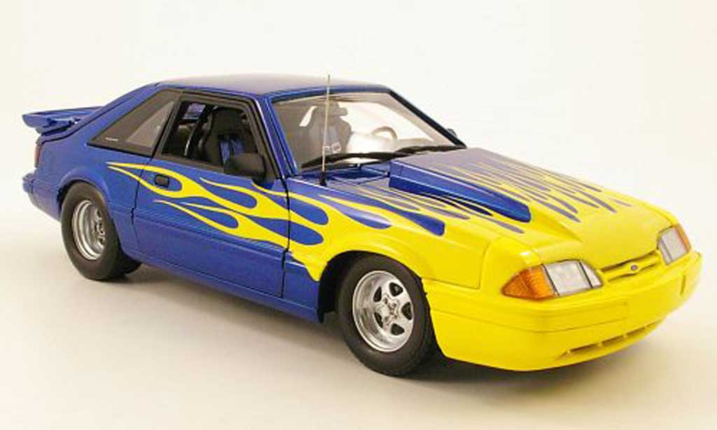 Ford Mustang 1987 1/18 GMP 1987 lx drag car blue/yellow diecast model cars