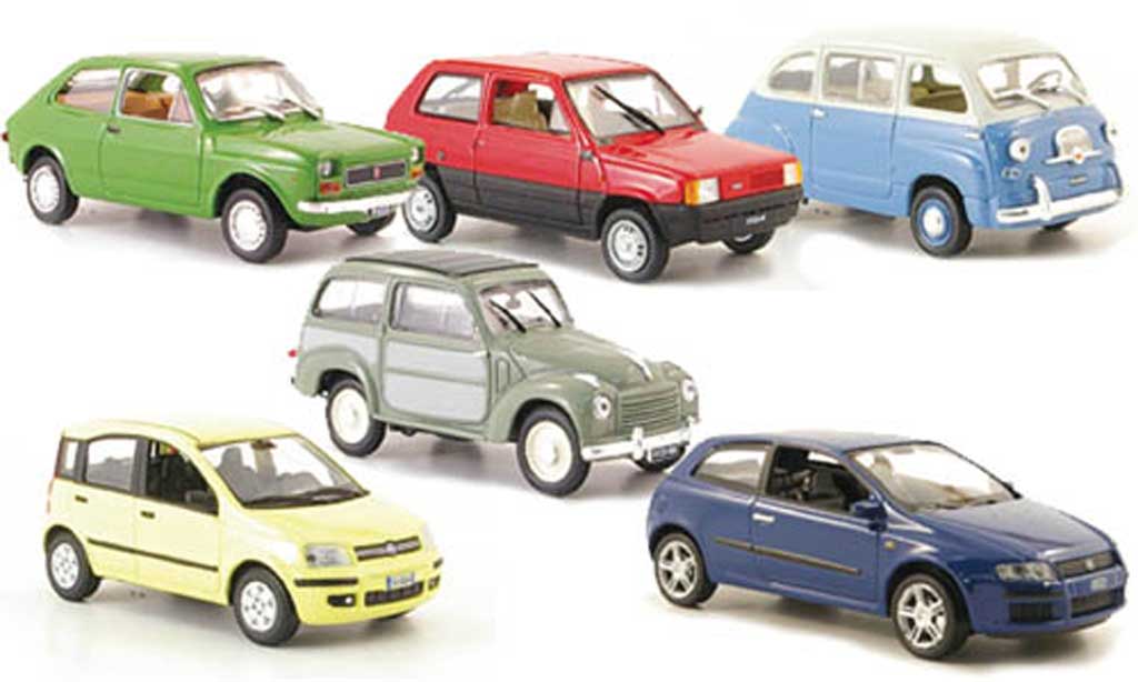 Fiat 500 1/43 Hachette 6er-Set: 127 600 Multipla Panda Belvedere diecast model cars