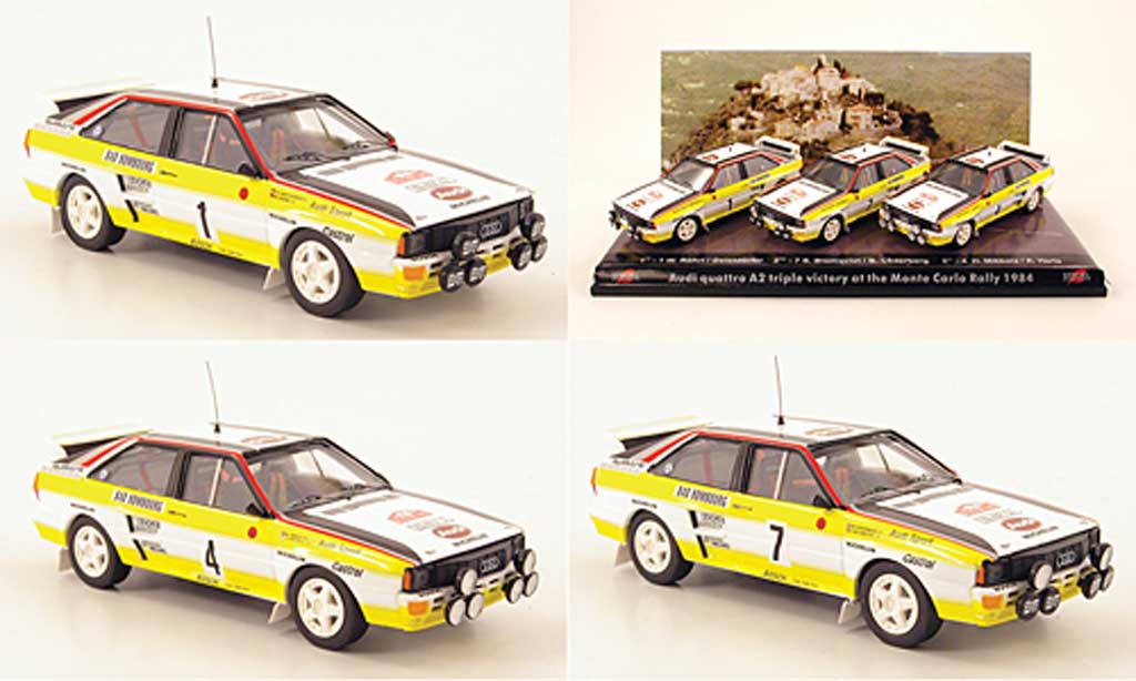 Audi Quattro 1/43 Trofeu 3er-Set: A2 Dreifachsieg Rally Monte Carlo 1984 diecast model cars