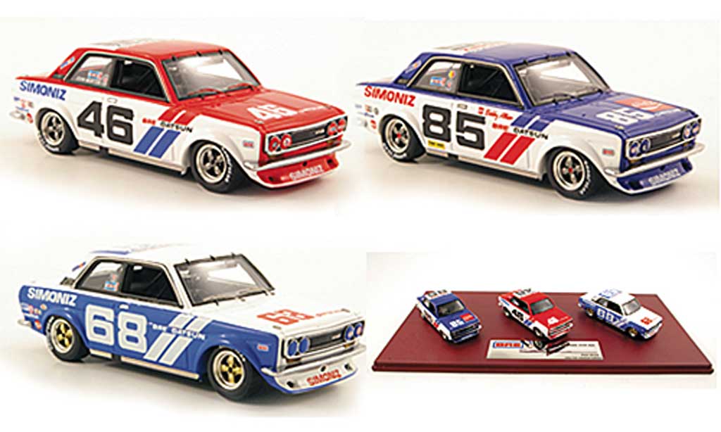 Datsun 510 1/43 TrueScale Miniatures BRE Team-Set: No.46 No.68 + No.85 1972 diecast model cars