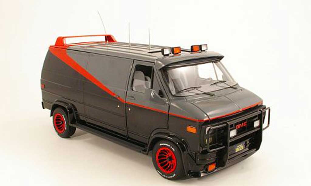 GMC Panel Van 1/18 Hot Wheels Elite A-Team black/grey/red 1983 diecast model cars