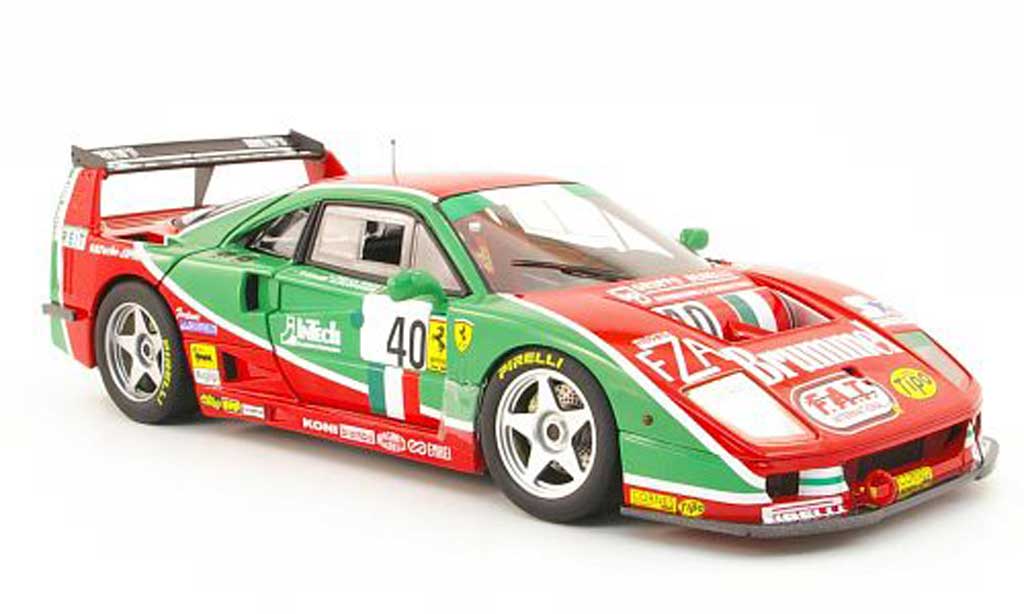 Ferrari F40 1/18 Hot Wheels competizione no.40 brummel 24h le mans 1995 l.della noce/a.olofsson/t.ota diecast model cars