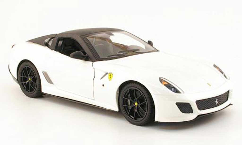 Ferrari 599 GTO 1/18 Hot Wheels GTO white/noir mat diecast model cars