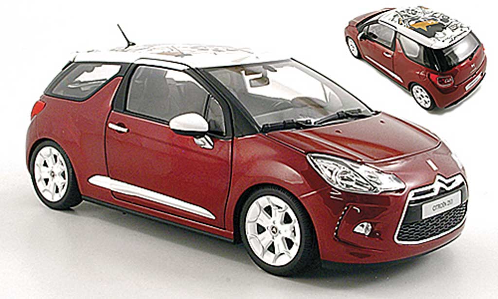 DS Automobiles DS3 1/18 Norev Sanguine red mit white Dach 2010 diecast model cars