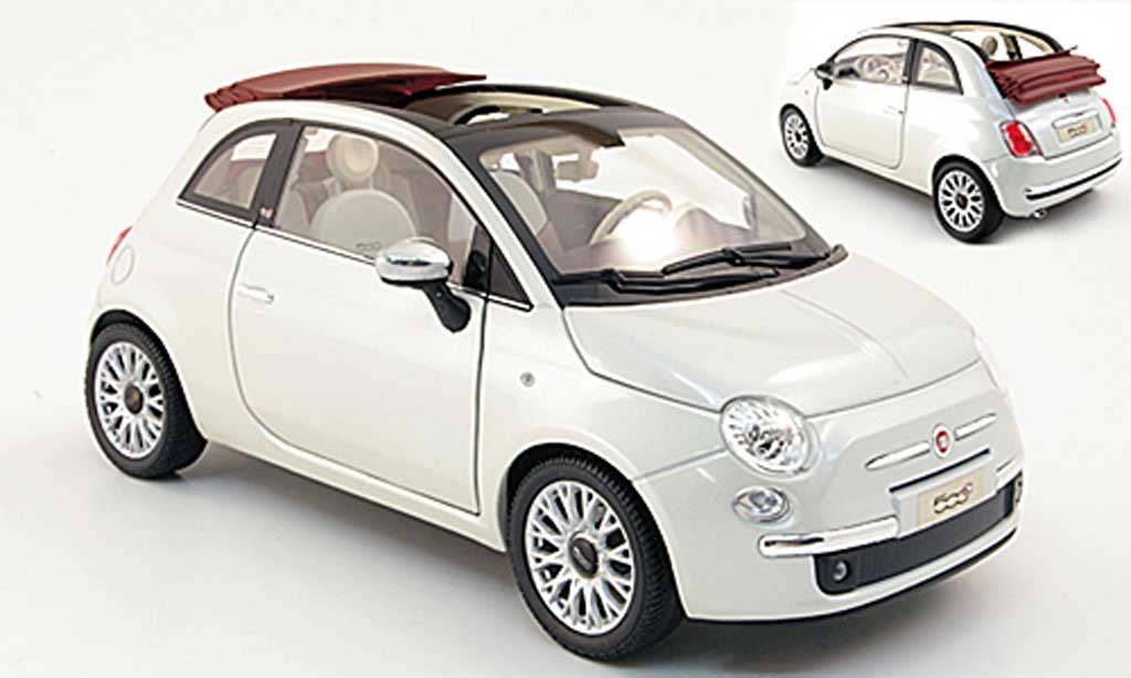 Fiat 500 C 1/18 Norev C white/red 2009 diecast model cars