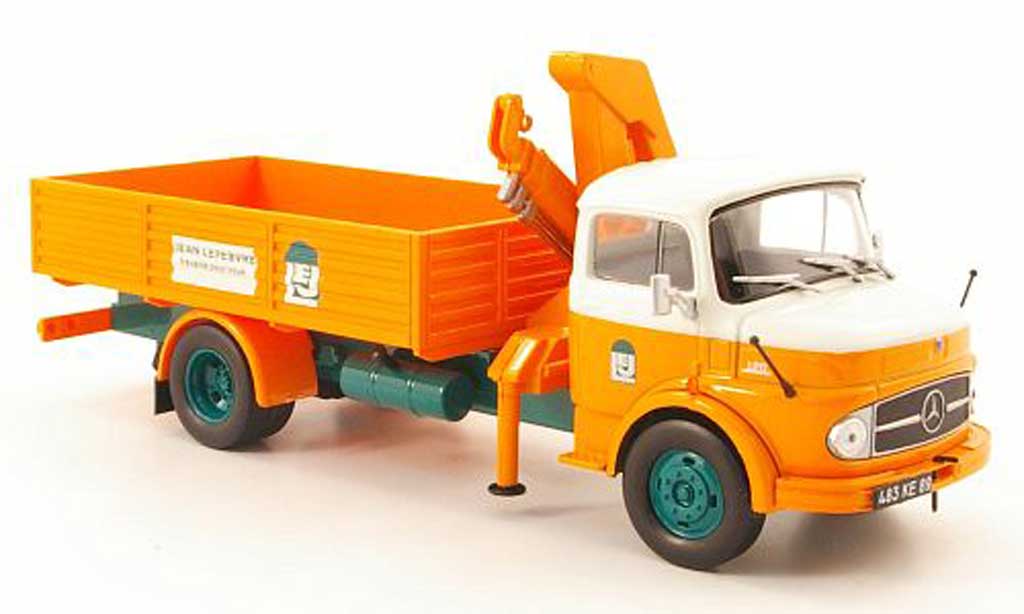 Mercedes LP 911 1/43 Hachette Pritsche avec Ladekran Jean Lefebvre 1969 diecast model cars