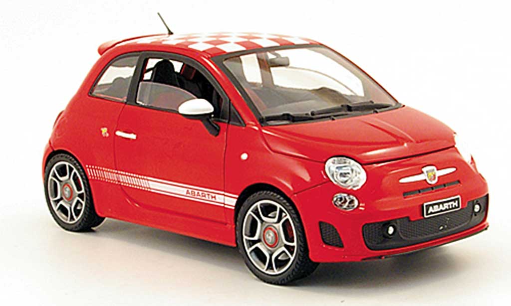 Fiat 500 Abarth 1/18 Mondo Motors Abarth red mit whitekariertem dach 2008 diecast model cars