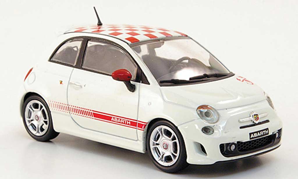 Fiat 500 Abarth 1/43 Hachette Abarth white/red 2008 diecast model cars