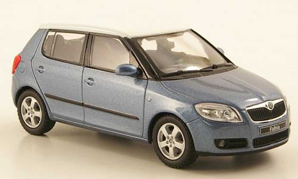 Skoda Fabia II 1/43 Abrex II bluegrey avec whiteem Dach 2006 diecast model cars