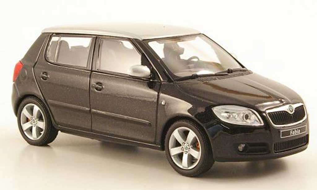 Skoda Fabia II 1/43 Abrex II black avec grey nem Dach 2006 diecast model cars