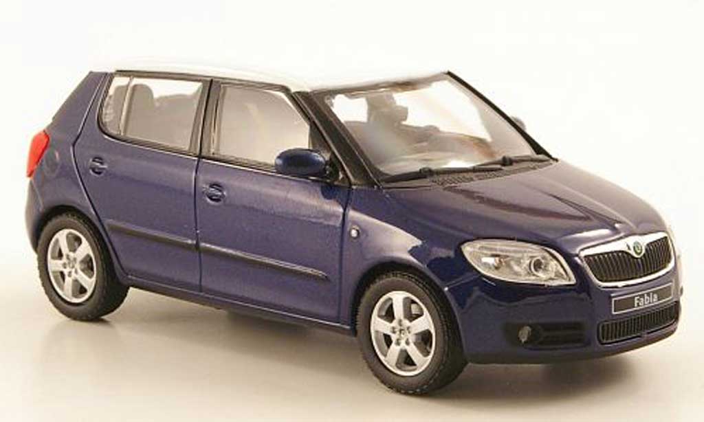 Skoda Fabia II 1/43 Abrex II blue avec whiteem Dach 2006 diecast model cars