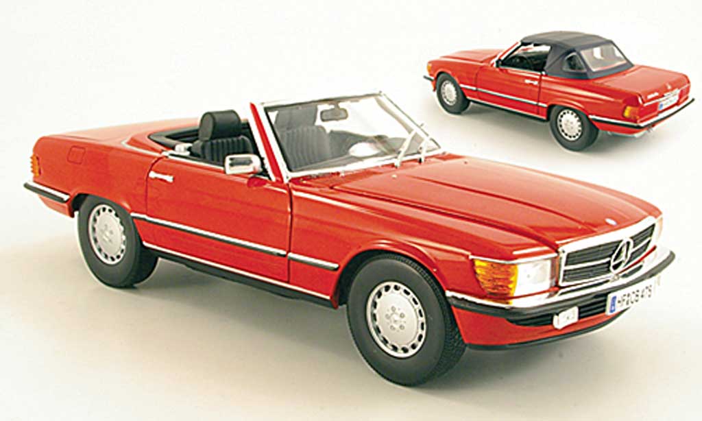 Mercedes 300 1/18 Norev SL (R107) red 1985 diecast model cars