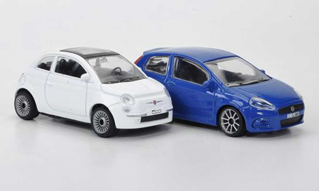 Fiat 500 1/43 Motorama 2er-Set Kompaktwagen white Punto blue diecast model cars