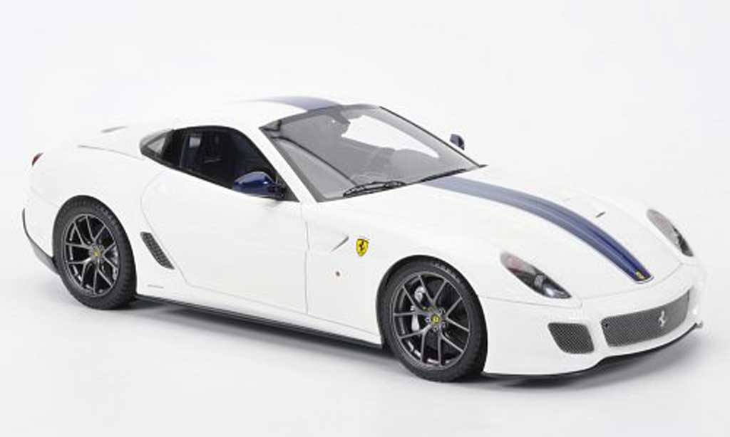Ferrari 599 GTO 1/18 MR Collection GTO white avec blue Streifen diecast model cars